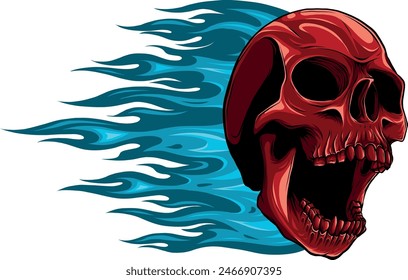 colored draw of human skull vector illustration design