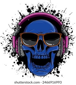 colored draw of human skull vector illustration design