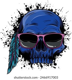 colored draw of human skull vector illustration design