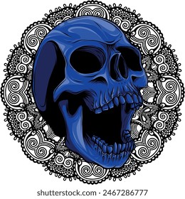 colored draw of human skull vector illustration design