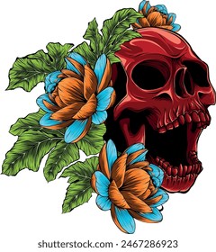 colored draw of human skull vector illustration design