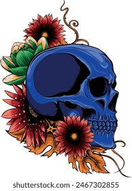 colored draw of human skull vector illustration design