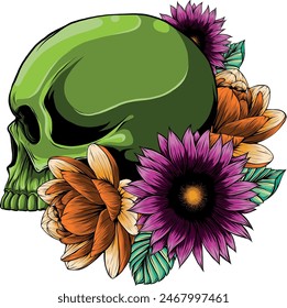 colored draw of human skull vector illustration design