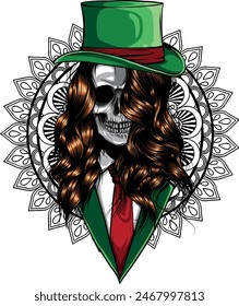 colored draw of human skull vector illustration design