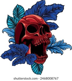 colored draw of human skull vector illustration design