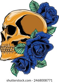 colored draw of human skull vector illustration design