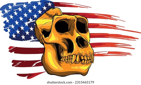 colored draw of monkey skull vector illustration design