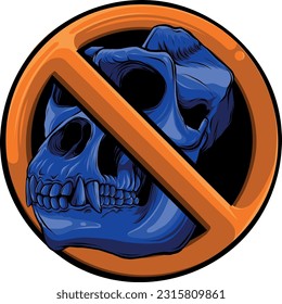 colored draw of monkey skull vector illustration design