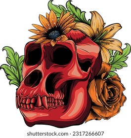 colored draw of monkey skull vector illustration design