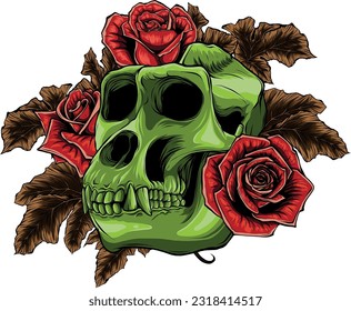 colored draw of monkey skull vector illustration design