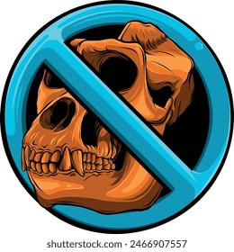 colored draw of monkey skull vector illustration design