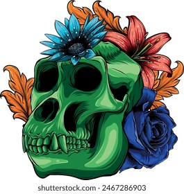 colored draw of monkey skull vector illustration design