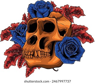 colored draw of monkey skull vector illustration design