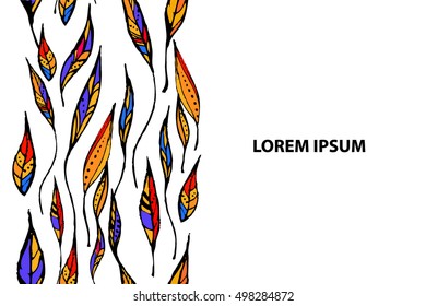 colored  drawing leaves. Vector