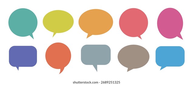 Colección de burbuja de discurso dibujado de color. Vector de burbujas de discurso colorido.