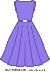 Colored Dress Icon. Vector Illustration. Women Dress with Belt, Clothing Item. Fashion Concept