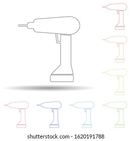 Colored drill in multi color style icon. Simple thin line, outline vector of web icons for ui and ux, website or mobile application
