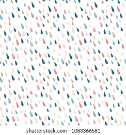 Colored drops on a white background. Seamless pattern