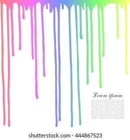 Colored drops on a white background. Dripping paint.