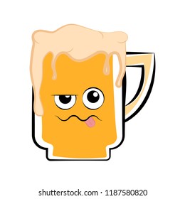 Colored drunk beer mug icon