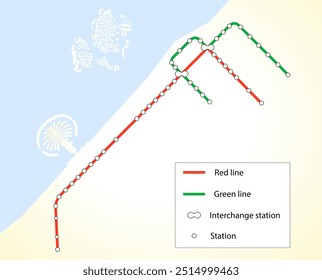 Mapa de metrô colorido em um fundo branco. Ilustração vetorial