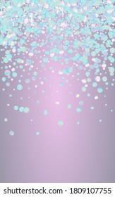 Farbiger Staub, abstrakter blauer Hintergrund. Rainbow Carnaval Circle Design. Feiern Sie Banner. Hologram Top Postcard.