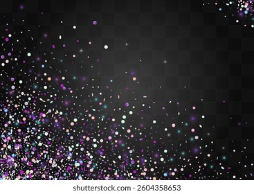 Colored Dust Decoration Vector Transparent Background. Reflection Fun Circle Invitation. Invitation Texture. Gradient Iridescent Pattern.