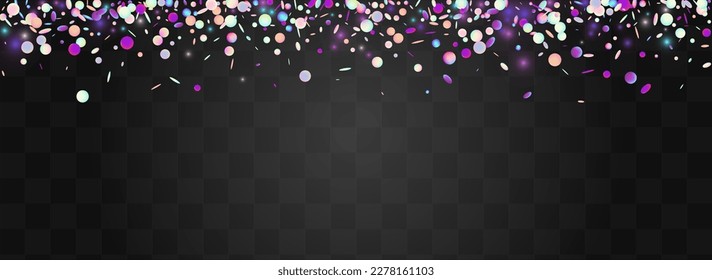 Colored Dust Luxury Vector Panoramic Transparent Background. Reflection Carnaval Dot Design. Top Wallpaper. Rainbow Festival Invitation.