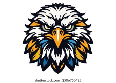 Colored eagle face vector design, for t-shirt and more