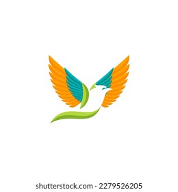 colored eagle logo on a white background