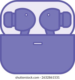 Colored Earbuds Icon. Vector Illustration. Device for Personal Listening to Sound Information. Wireless Headphones, Gadget, Technology. Device Concept