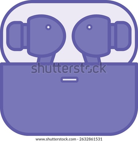 Colored Earbuds Icon. Vector Illustration. Device for Personal Listening to Sound Information. Wireless Headphones, Gadget, Technology. Device Concept