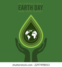 Colored earth day poster hands holding planet Vector