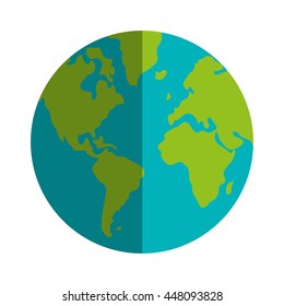 colored earth globe with distinction between water and land icon