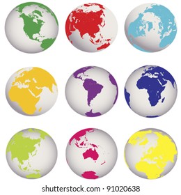 Colored Earth globes
