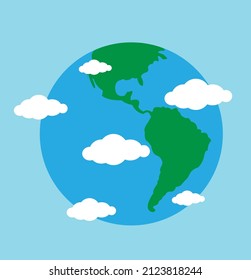 Colored earth vector illustration with american continent view suitable for design, graphics.

