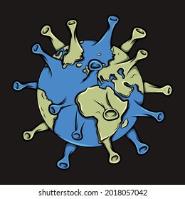 The colored earth virus of illustration