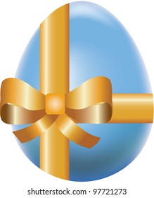 Colored  easter egg  decorated by bow, vector holiday symbol
