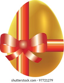 Colored  easter egg  decorated by bow, vector holiday symbol