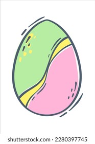 Colored Easter egg. Decorated egg for the spring holiday. Flat vector illustration for concept design. isolated object.