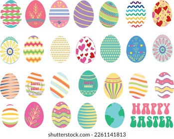 Colored  Easter egg Vector icons . Decoration patterns vector illustration