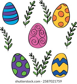 Colored easter eggs hand drawing