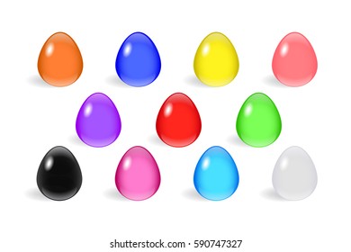 Colored easter eggs set isolated on white. Vector illustration.