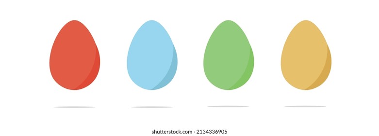 Colored Easter eggs, vector design, white background and shadows below, illustration for commercial use.