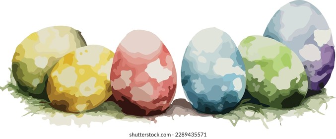 Colored Easter Eggs Vector, Print, Illustration