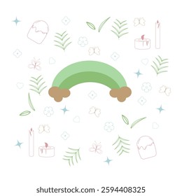 Colored Easter elements on white background