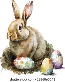 Colored Easter Rabbit Vector, Print, Illustration