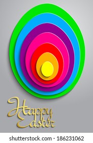 Colored egg out of paper on a gray background
