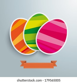 Colored eggs design on the grey background. Eps 10 vector file.