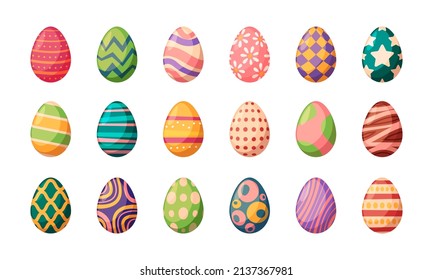 Colored eggs  Easter decorated symbols for christian celebration garish vector painted eggs